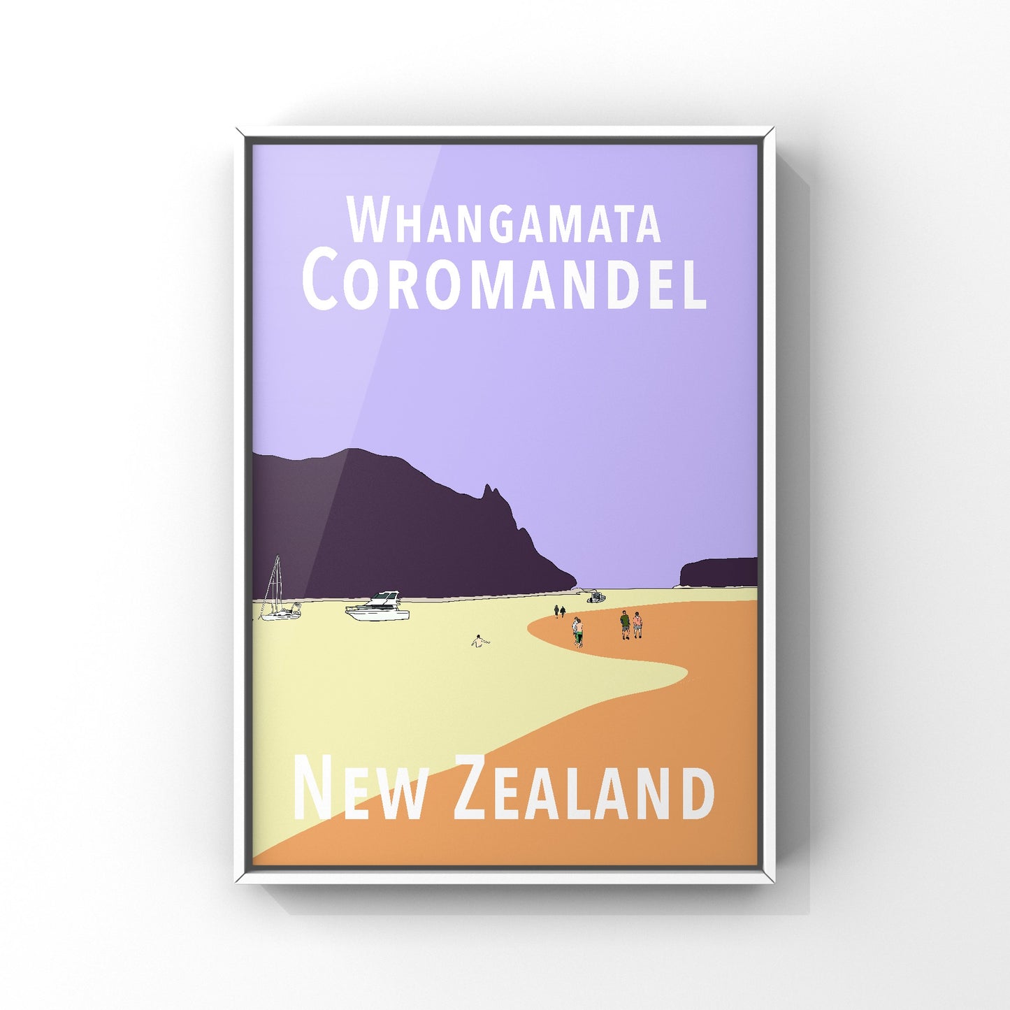 Whangamata Art Print - in Purple and Peach