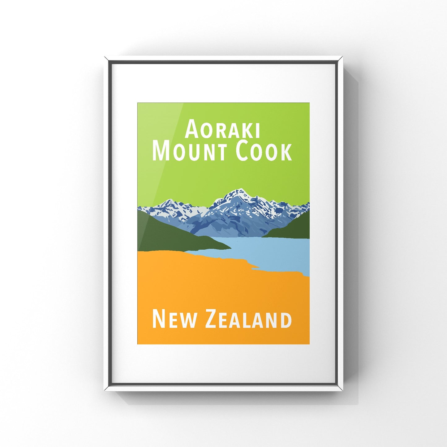 Mount Cook Art Print - in Green and Gold