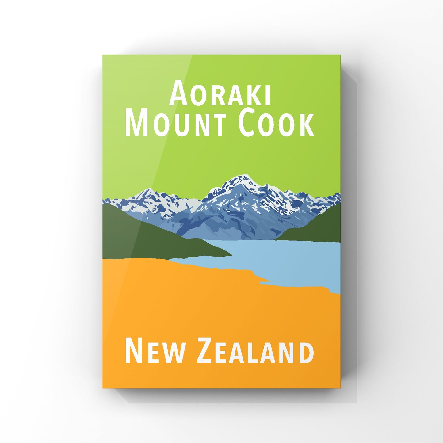 Mount Cook Art Print - in Green and Gold
