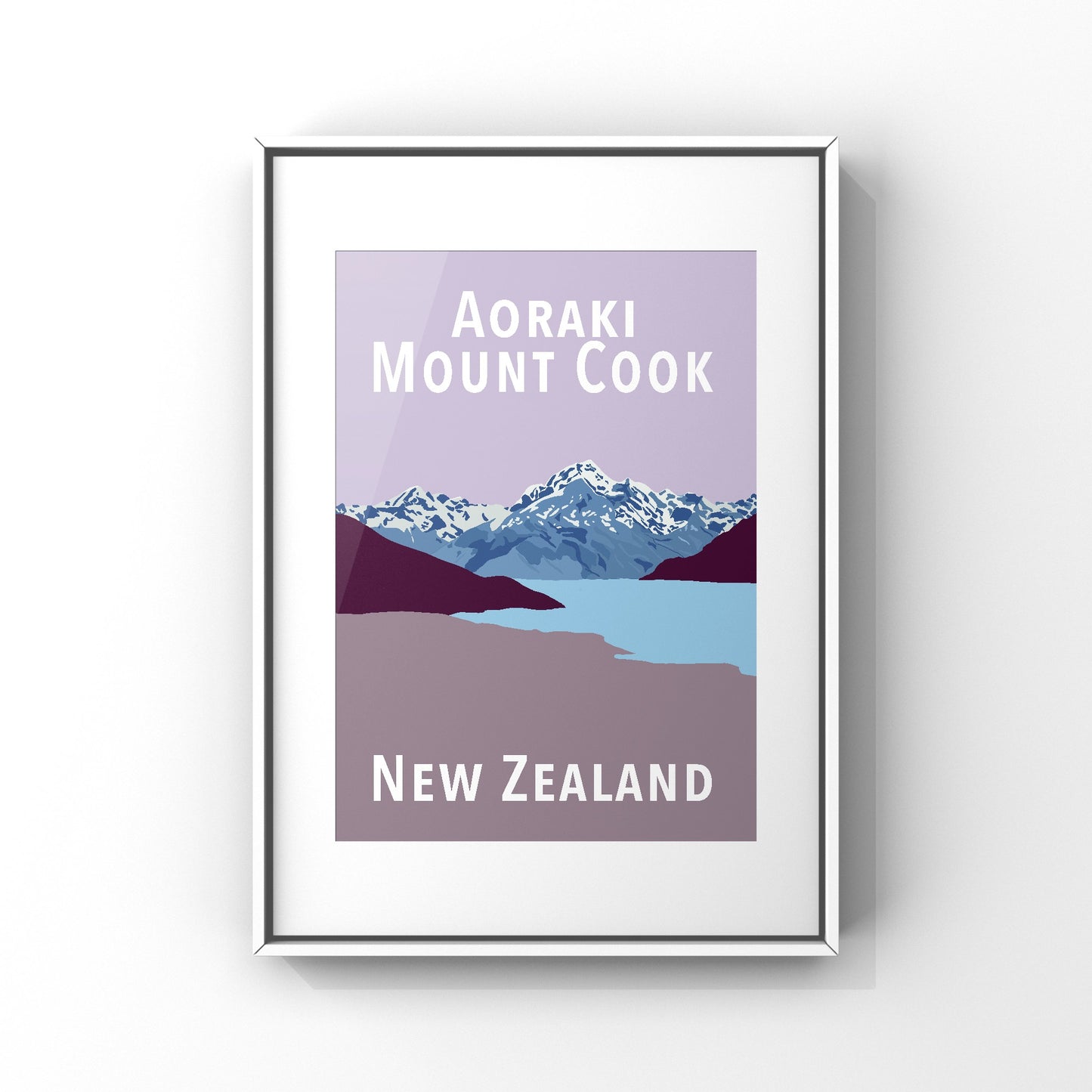 Mount Cook Art Print - in Purples