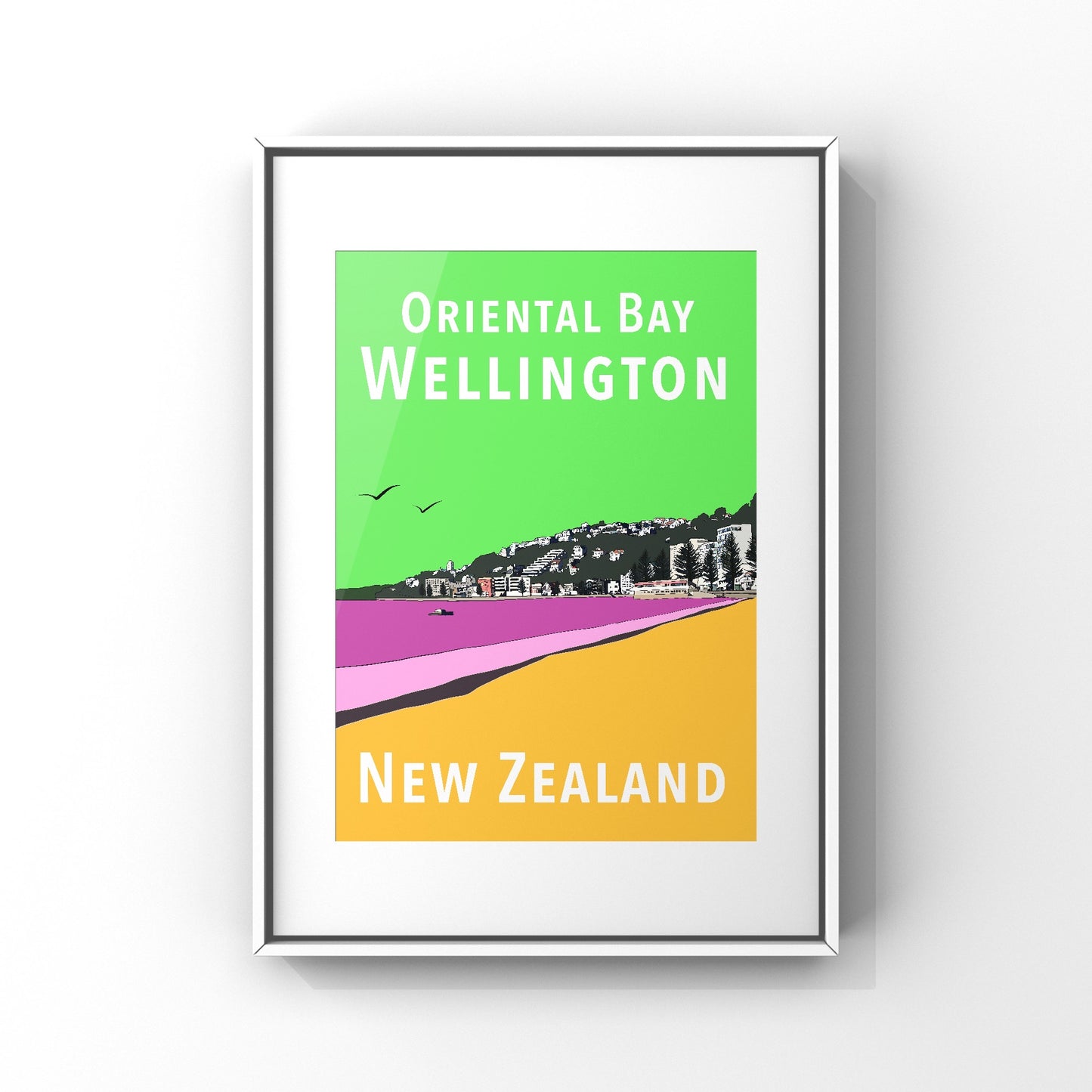 Oriental Bay Art Print - in Green and Gold