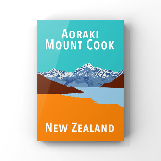 Mount Cook Art Print - in Teal and Orange
