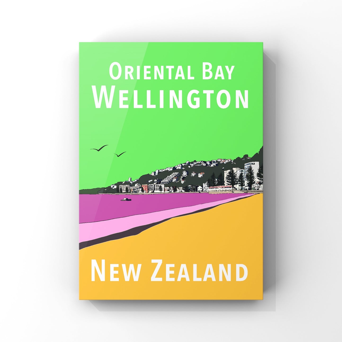 Oriental Bay Art Print - in Green and Gold