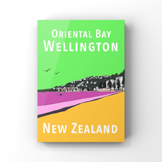 Oriental Bay Art Print - in Green and Gold