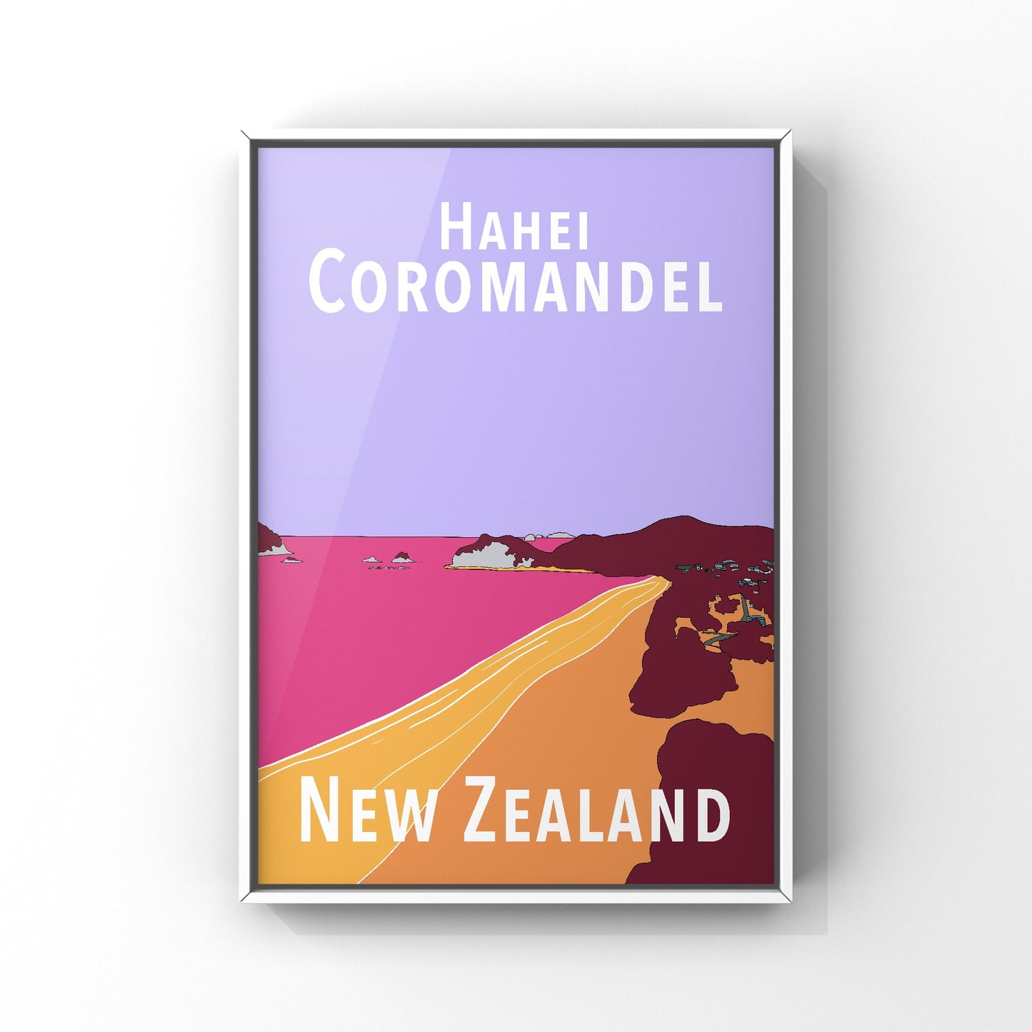 Hahei Art Print - in Purple and Orange