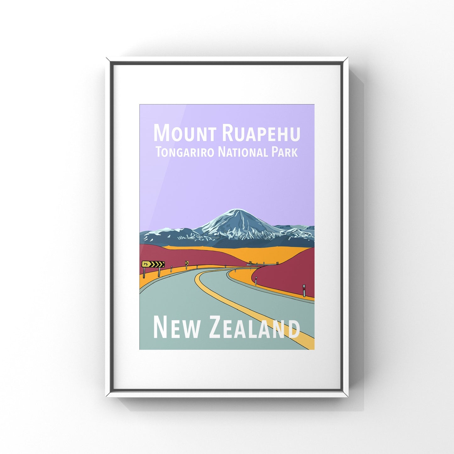 Mount Ruapehu in Purple and Orange