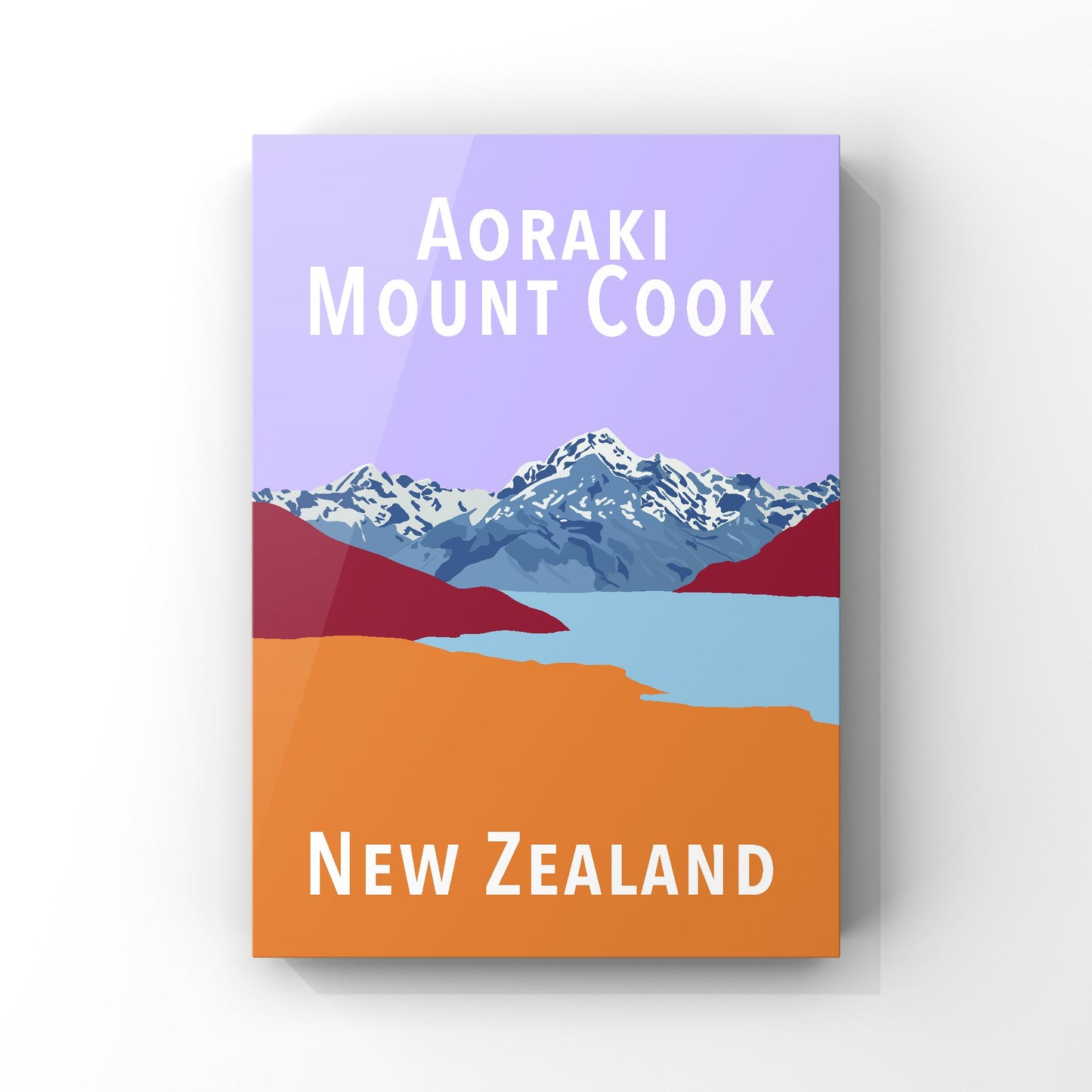 Mount Cook Art Print - in Purple and Orange