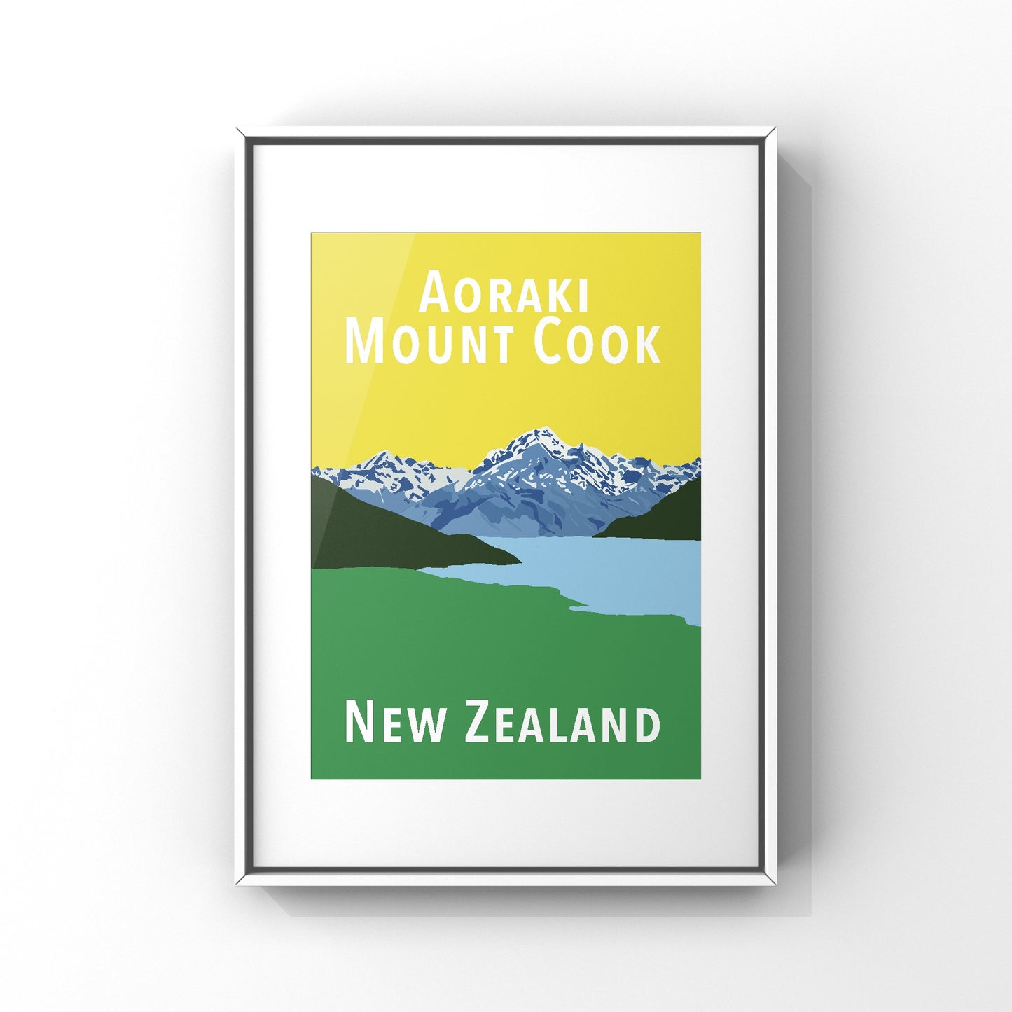Mount Cook Art Print - in Yellow and Green