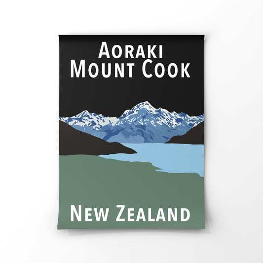 Mount Cook Art Print - in Greys