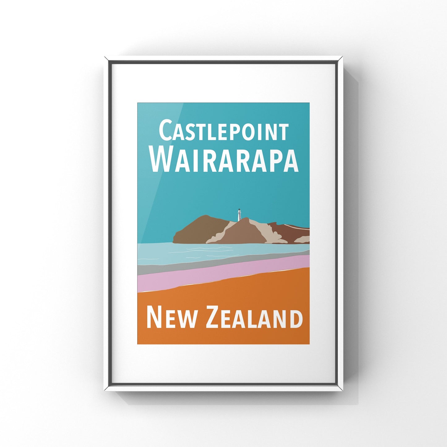 Castlepoint Art Print - in Blue and Orange