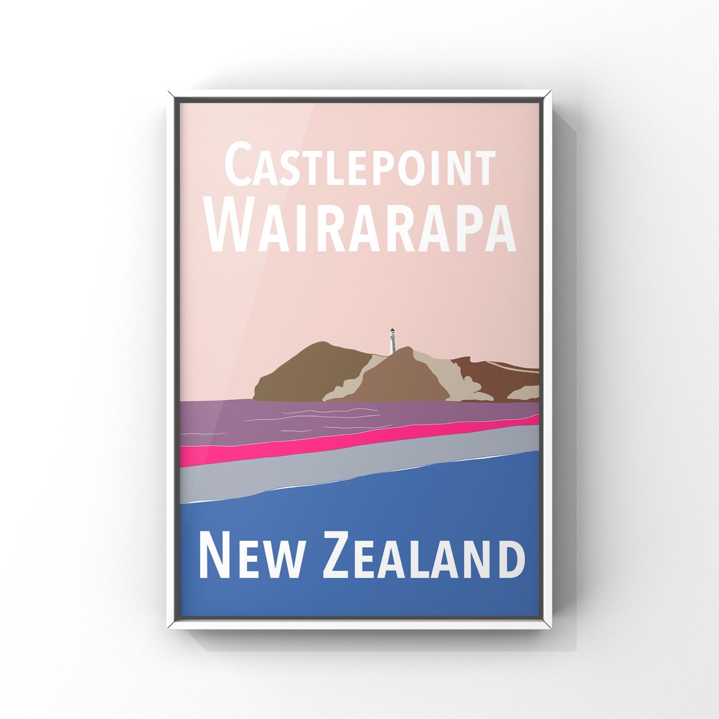 Castlepoint Art Print - in Pink and Blue