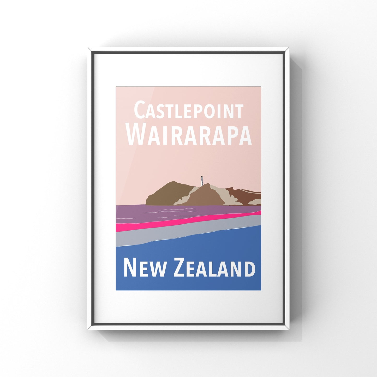 Castlepoint Art Print - in Pink and Blue