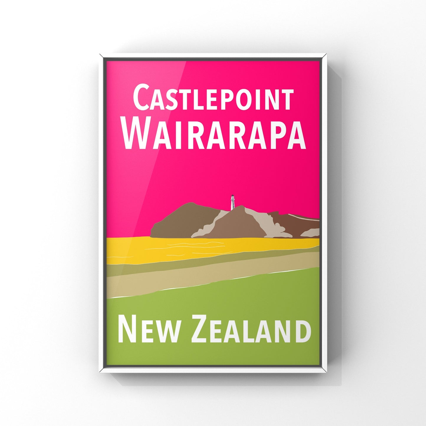 Castlepoint Art Print - in Pink and Green
