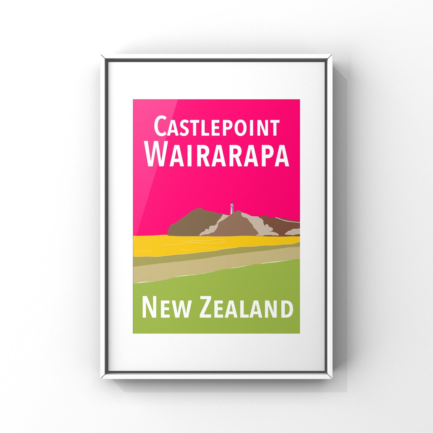 Castlepoint Art Print - in Pink and Green