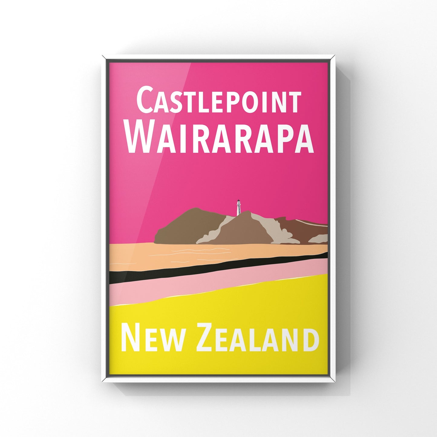 Castlepoint Art Print - in Pink and Yellow