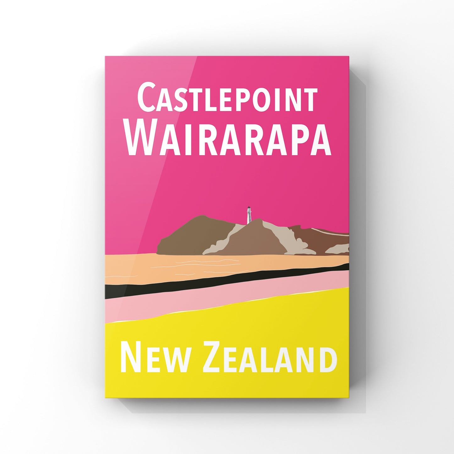 Castlepoint Art Print - in Pink and Yellow