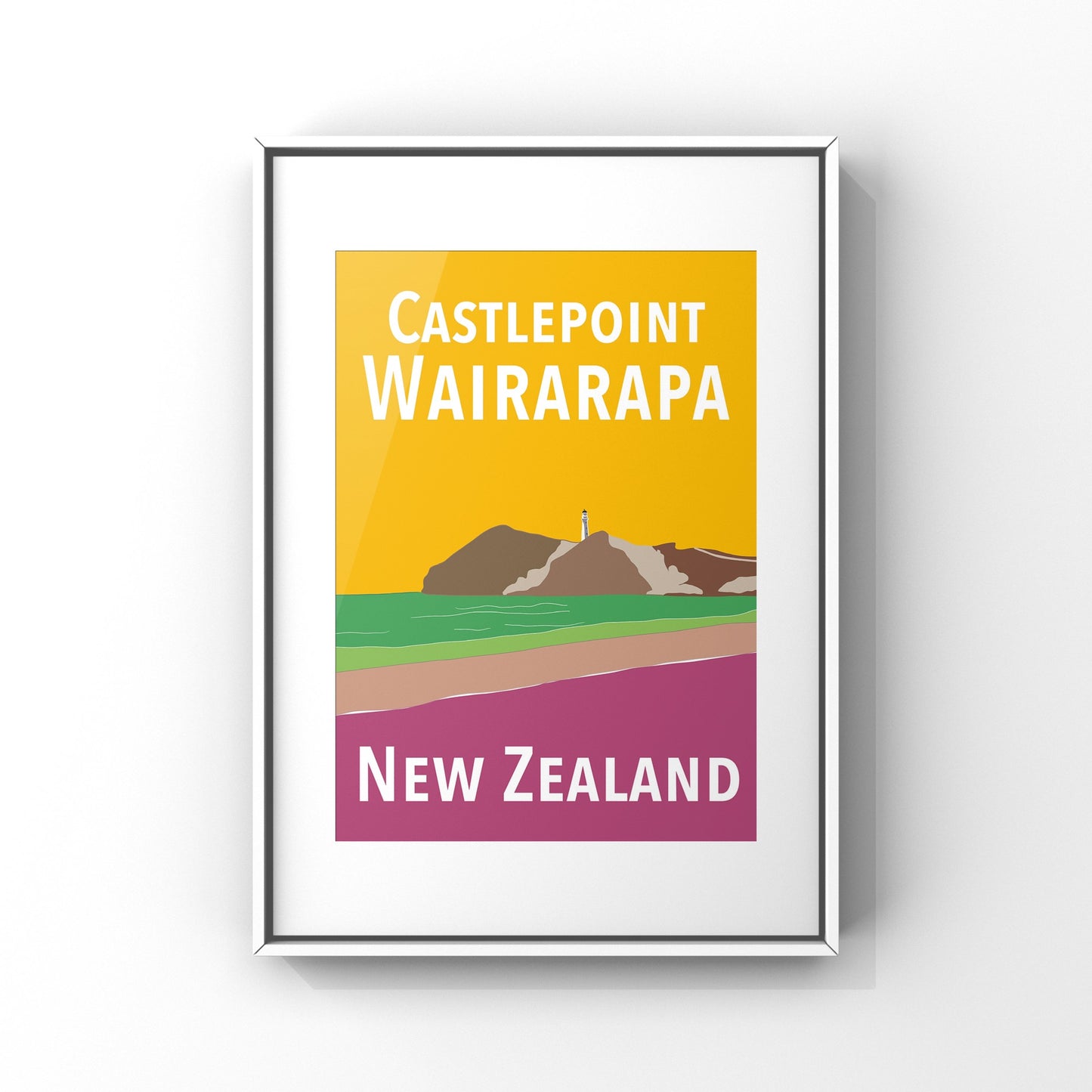 Castlepoint Art Print - in Yellow and Purple