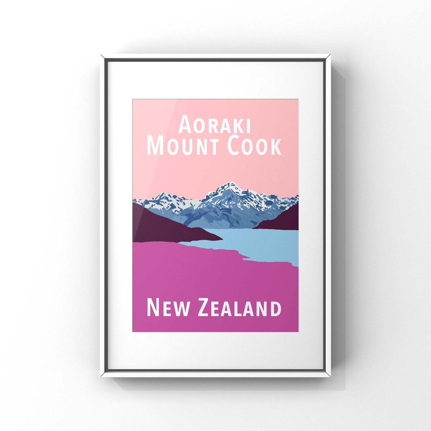 Mount Cook Art Print - in Pinks
