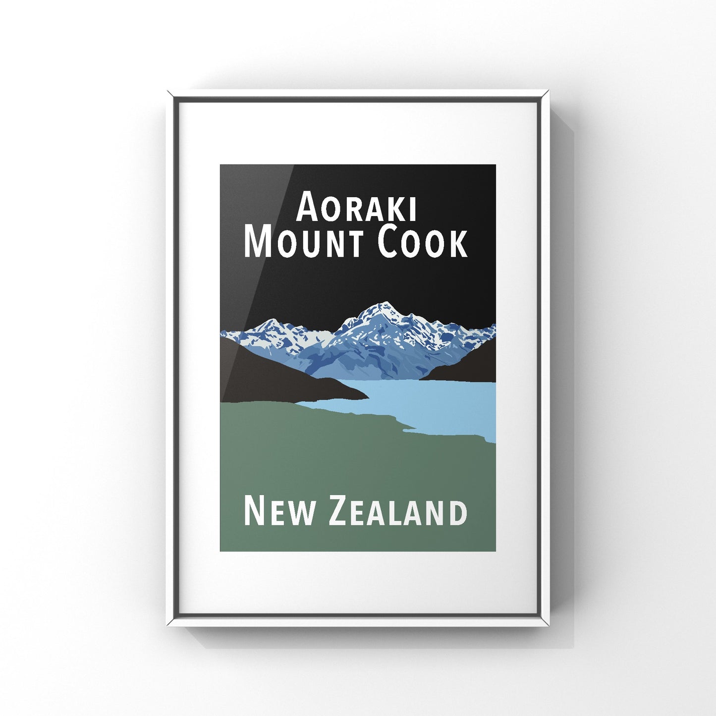 Mount Cook Art Print - in Greys