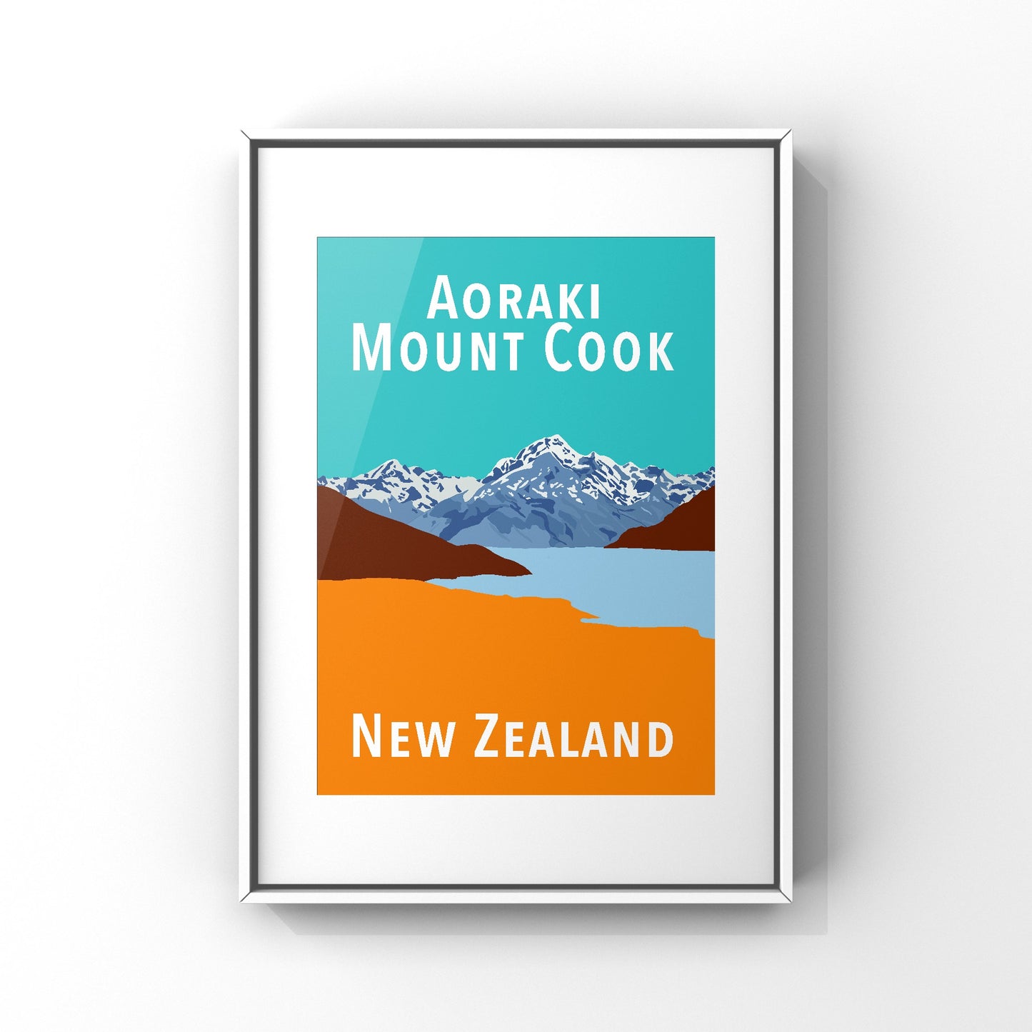 Mount Cook Art Print - in Teal and Orange