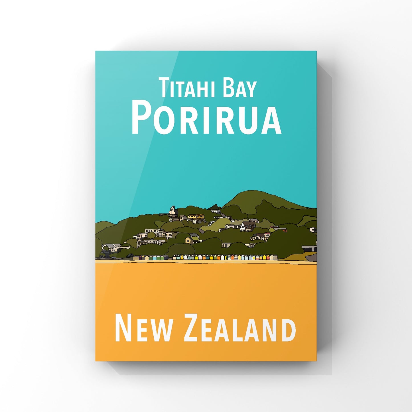 Titahi Bay Art Print - Teal and Orange