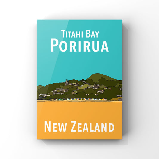 Titahi Bay Art Print - Teal and Orange