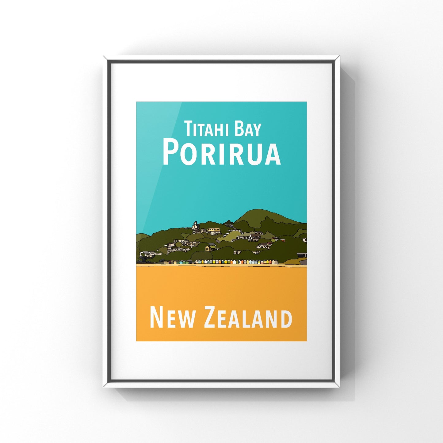 Titahi Bay Art Print - Teal and Orange