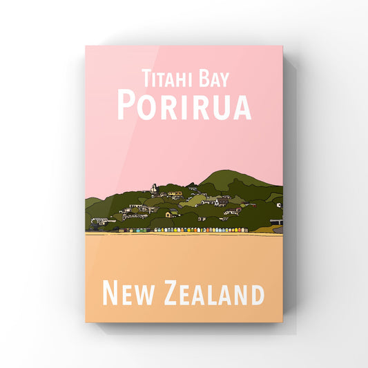 Titahi Bay Art Print - Pink and peach