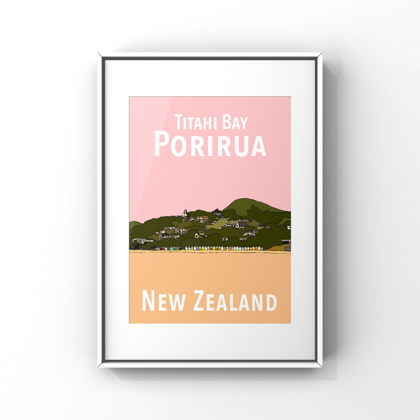 Titahi Bay Art Print - Pink and peach