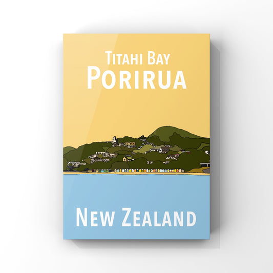 Titahi Bay Art Print - Yellow and Blue