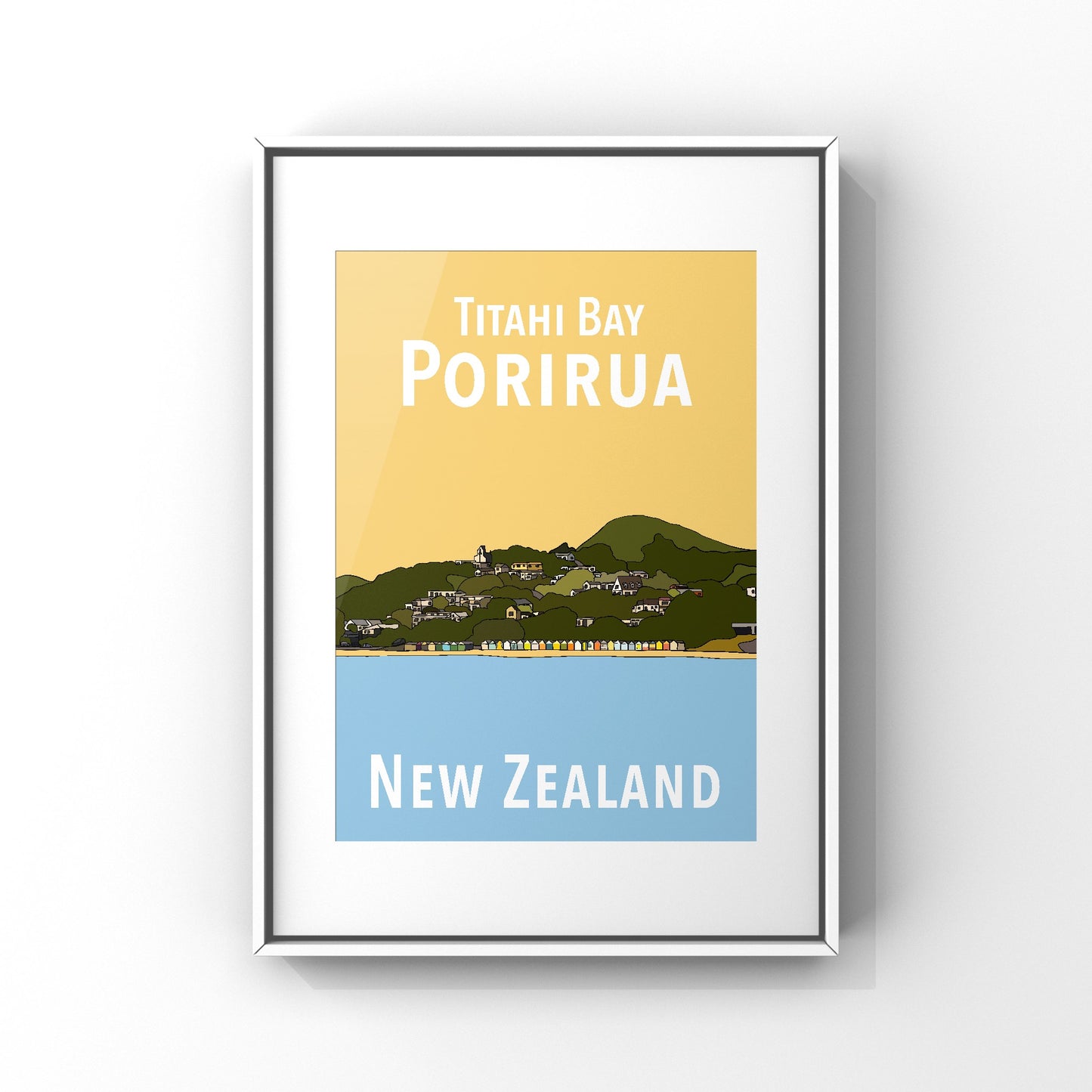 Titahi Bay Art Print - Yellow and Blue