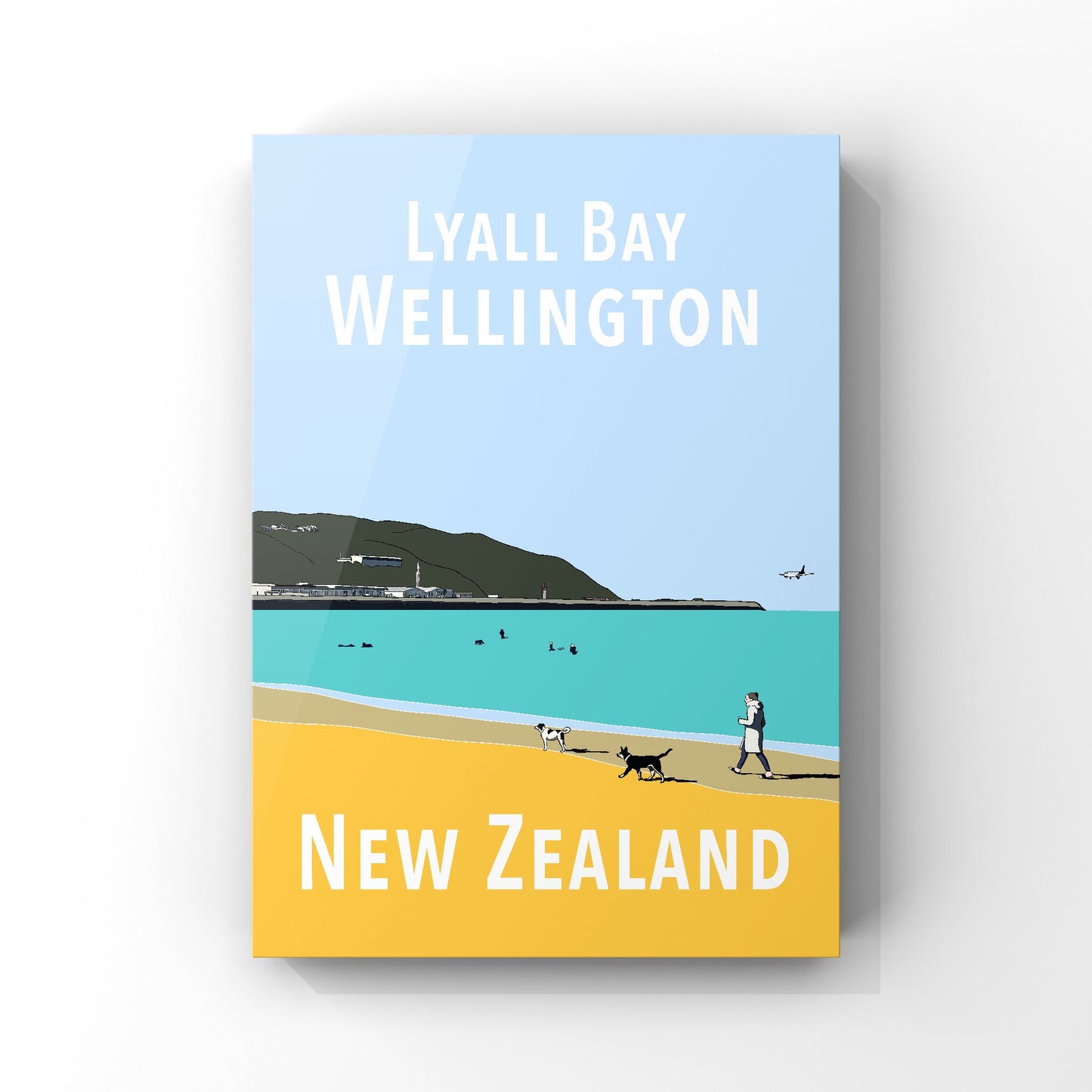 Lyall Bay Art Print - Blue and Yellow