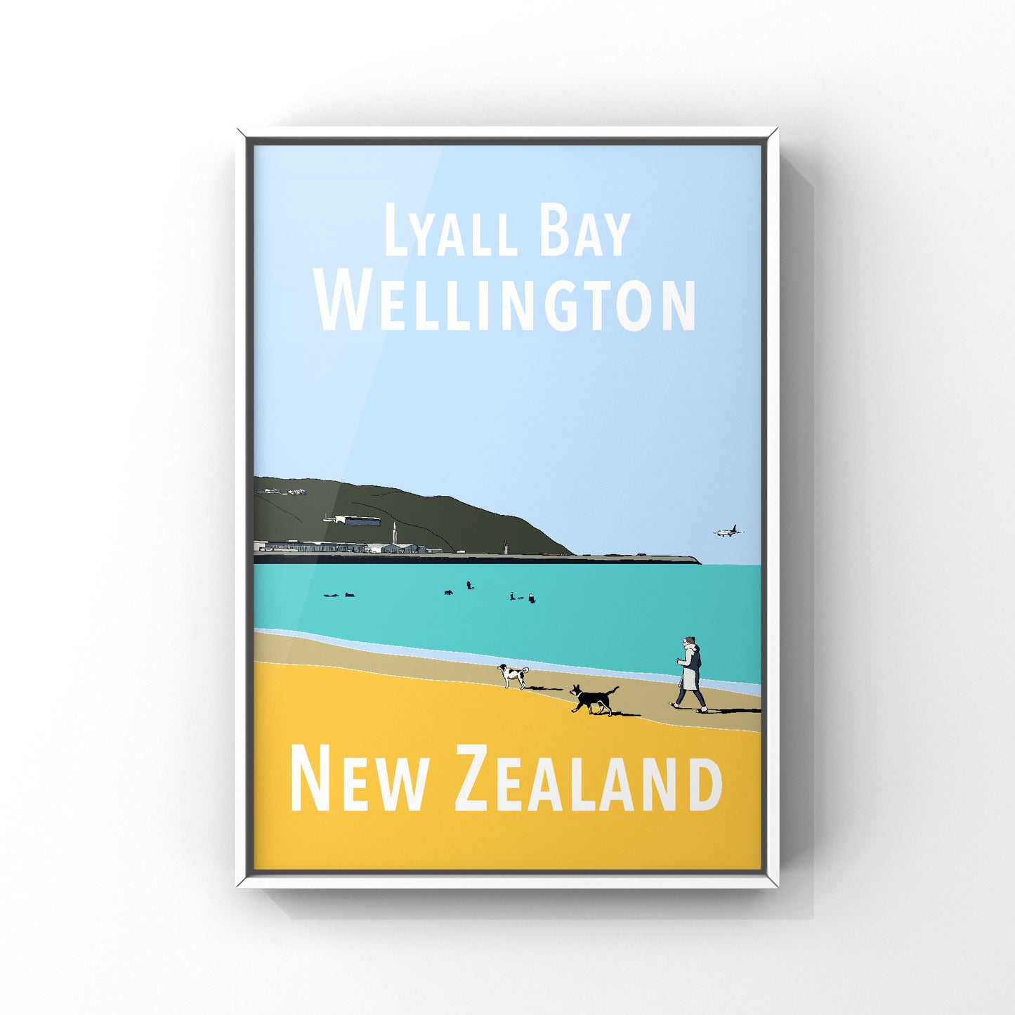 Lyall Bay Art Print - Blue and Yellow