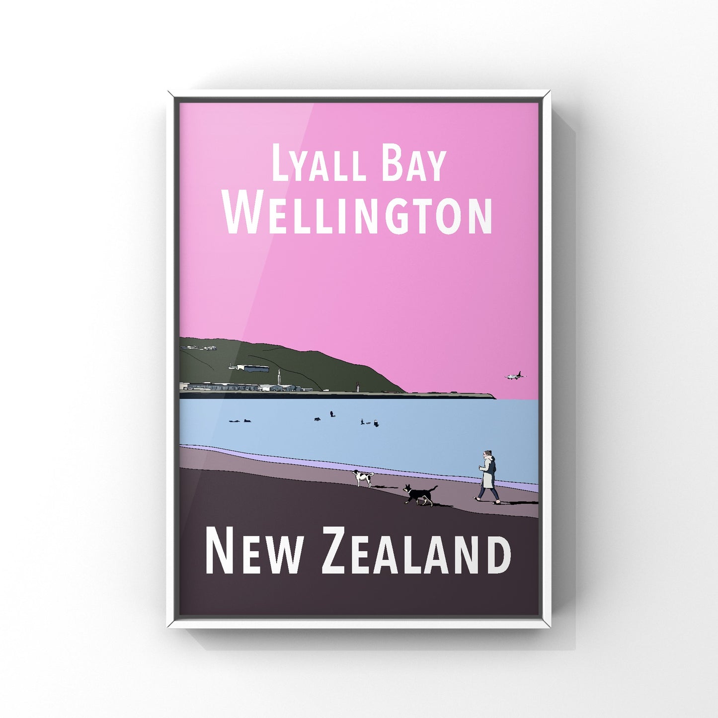 Lyall Bay Art Print - in Pink and Purple