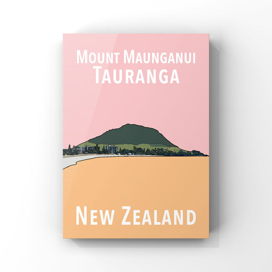 Mount Maunganui Art Print - Pink and peach