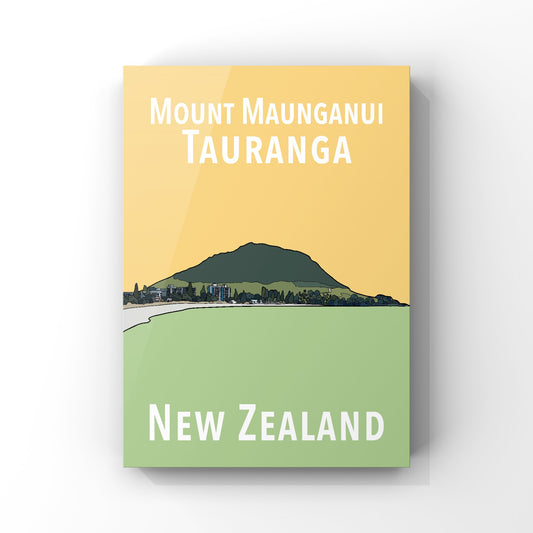 Mount Maunganui Art Print - Yellow and Green