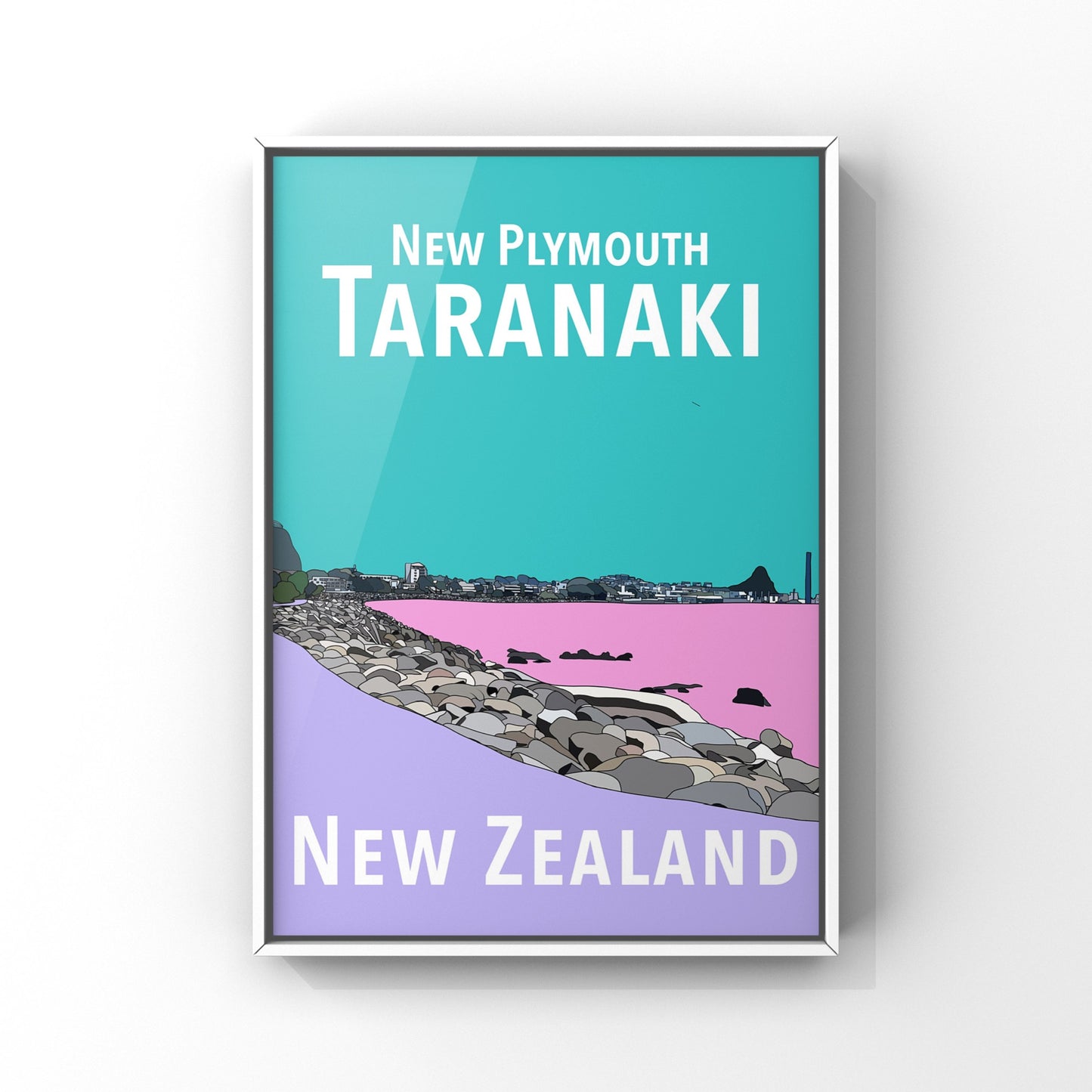 New Plymouth Art Print - Teal and Purple