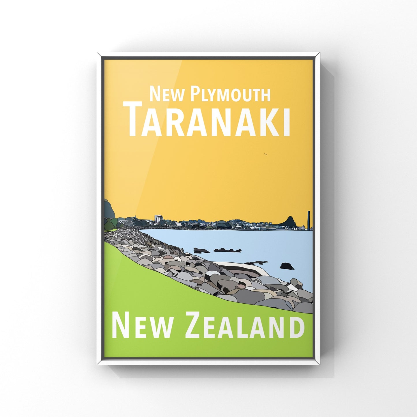 New Plymouth Art Print - in Yellow and Green