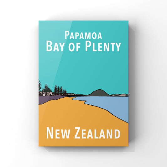 Papamoa Art Print - Teal and Orange