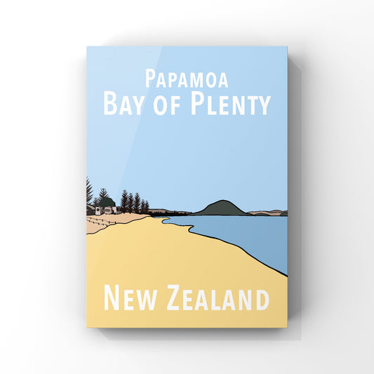 Papamoa Art Print - Blue and Yellow