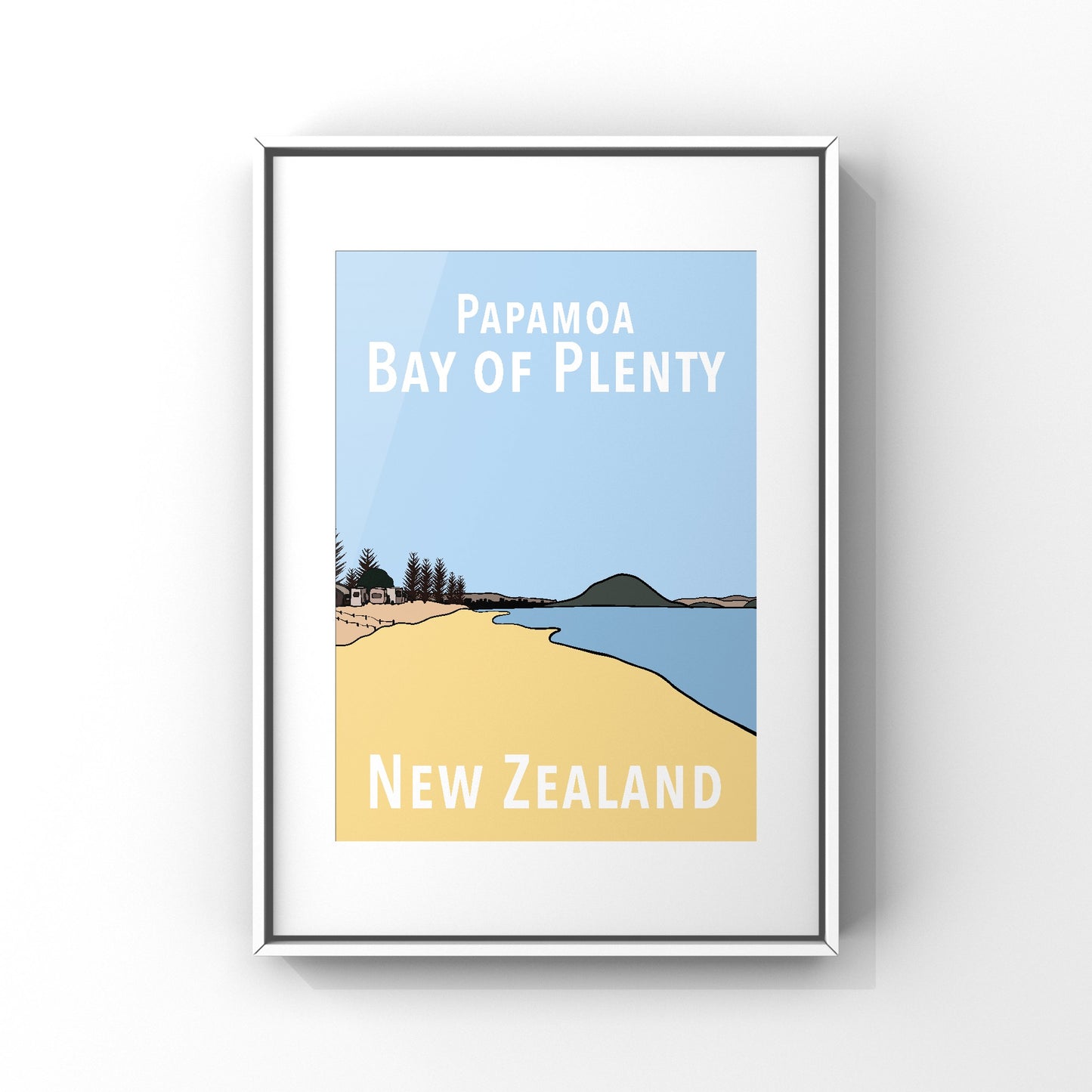 Papamoa Art Print - Blue and Yellow