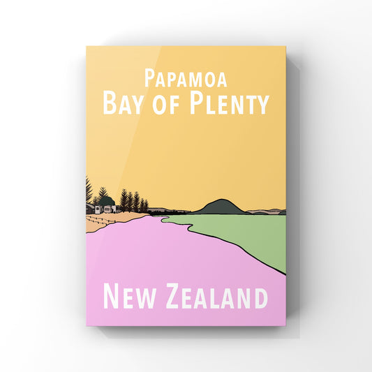 Papamoa Art Print - Yellow and Pink
