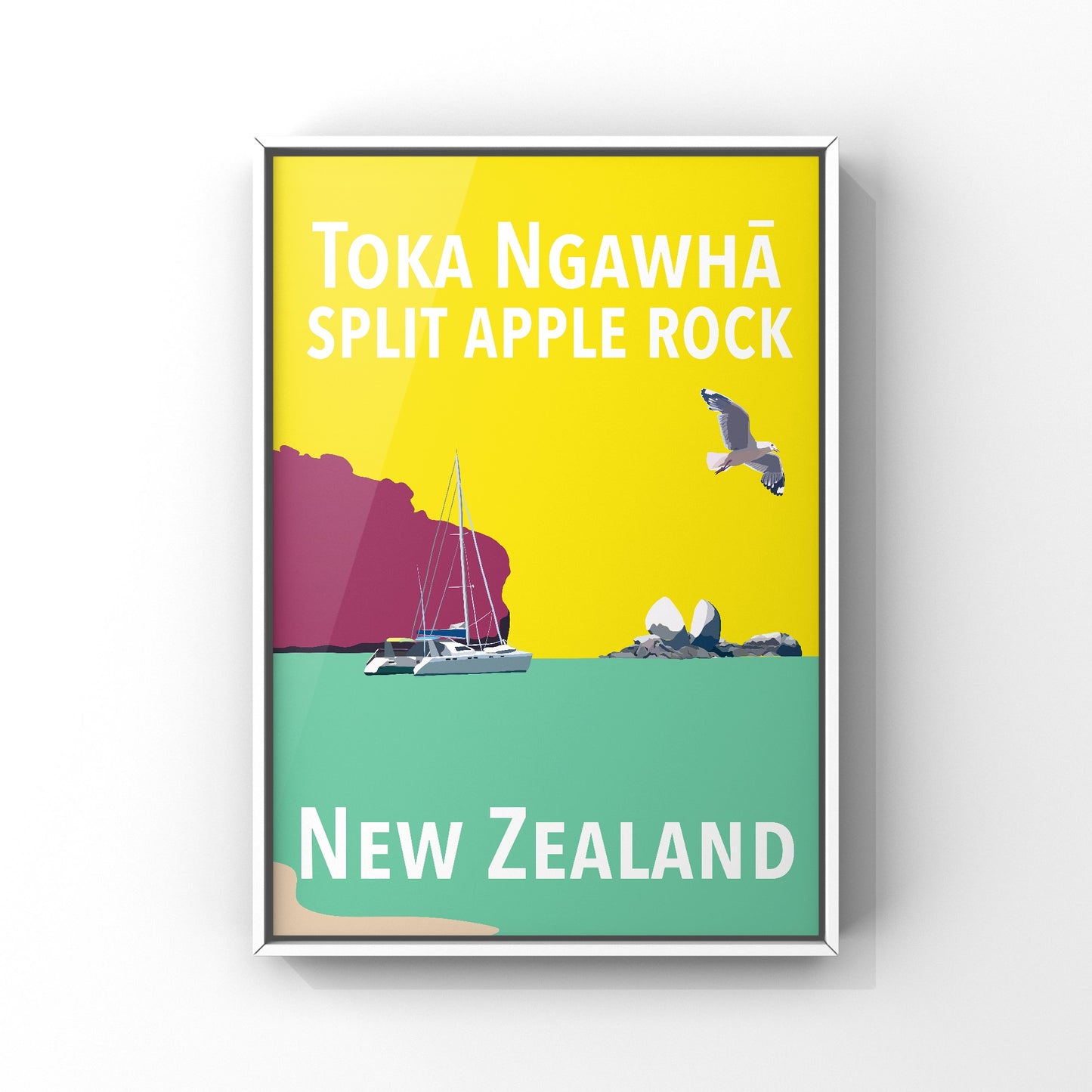 Split Apple Rock Art Print - in Yellow and Green