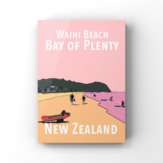 Waihi Beach Art Print - Pink and Peach