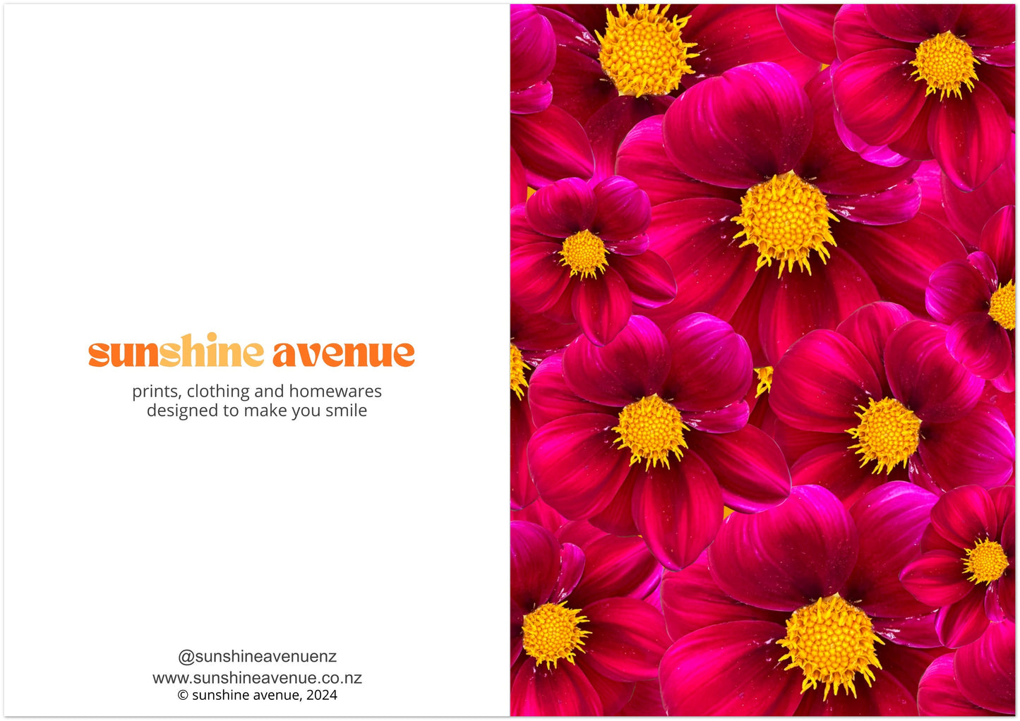 Red Dahlias Card - for Hospice