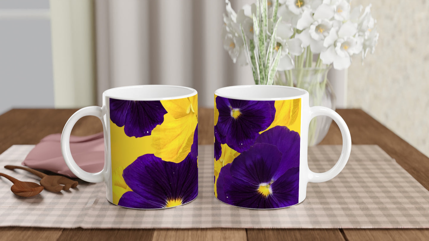 Purple violas mug- Hugh's Garden for Mary Potter Hospice