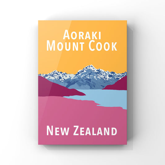 Mount Cook - in yellow and pink poster