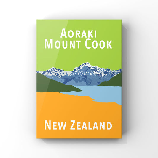 Mount Cook - in green and gold poster