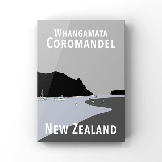 Whangamata Art Print - in Greys