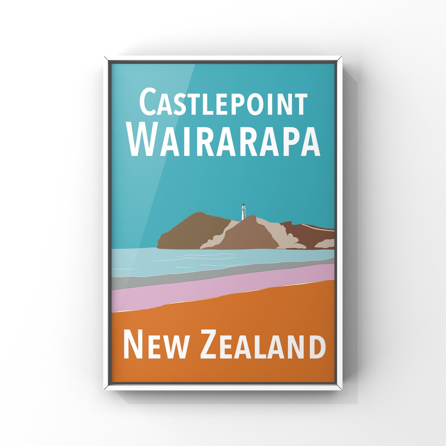 Castlepoint Art Print - in Blue and Orange